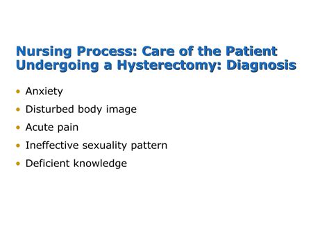 Nursing Process: The Patient Undergoing a Hysterectomy .